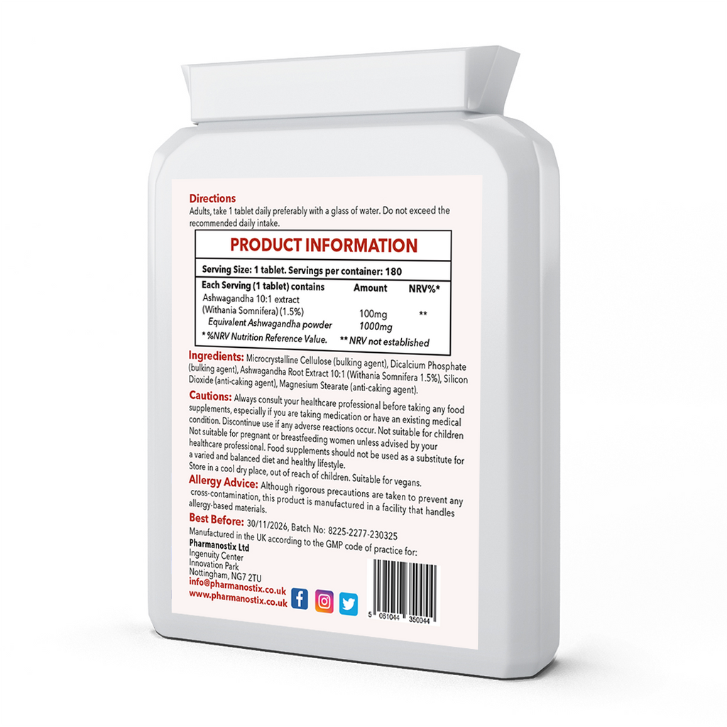 High Strength Ashwagandha Root Tablets 1000mg