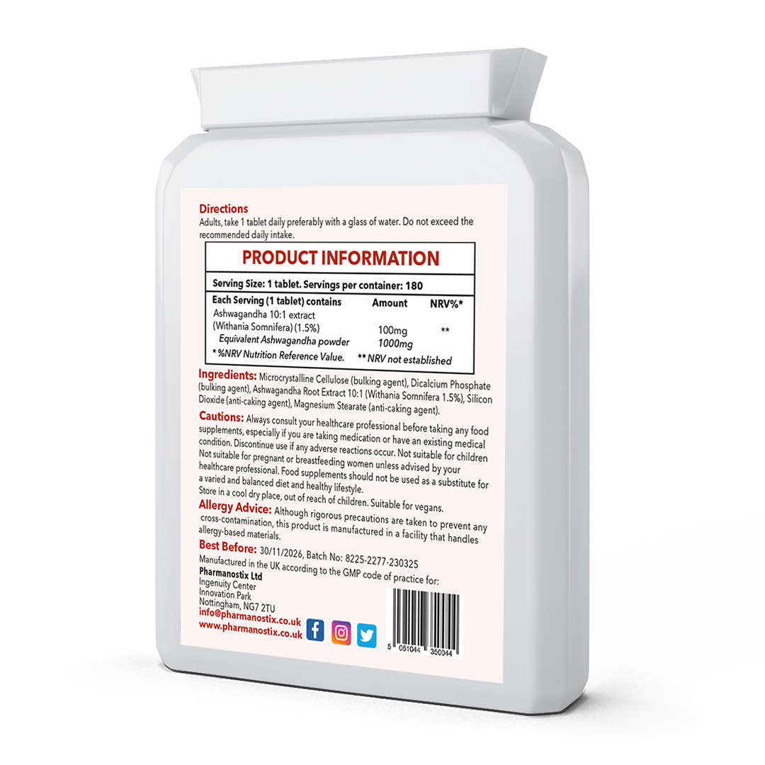 High Strength Ashwagandha Root Tablets 1000mg